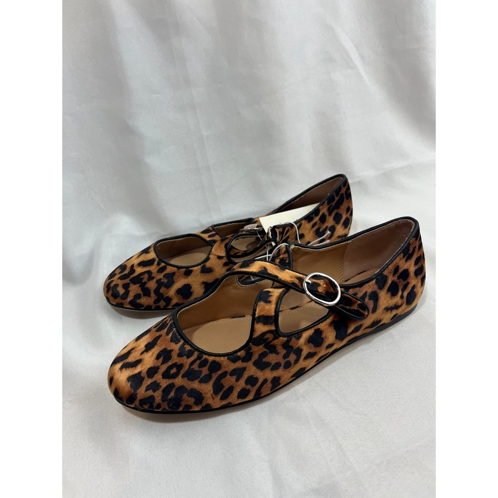 A New Day Womens Leopard Print Mary Jane Flats Animal Print Buckle Shoes 7.5